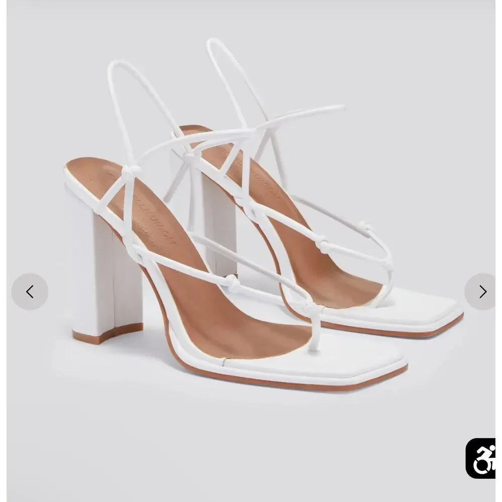 Strappy Block Heel Sandals, White, Size 7 - Gabrielle Union x FTF